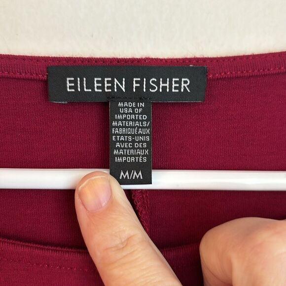 Eileen Fisher women Crew neck tunic long sleeve red maroon deep red size Med EUC - Picture 5 of 9